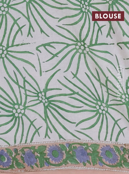 Jaipur cotton saree grey and beige with allover floral prints and printed border