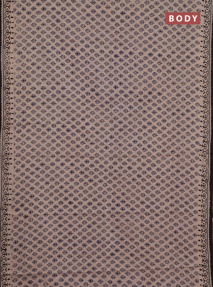 Jaipur cotton saree beige blue and coffee brown with allover butta prints and printed border
