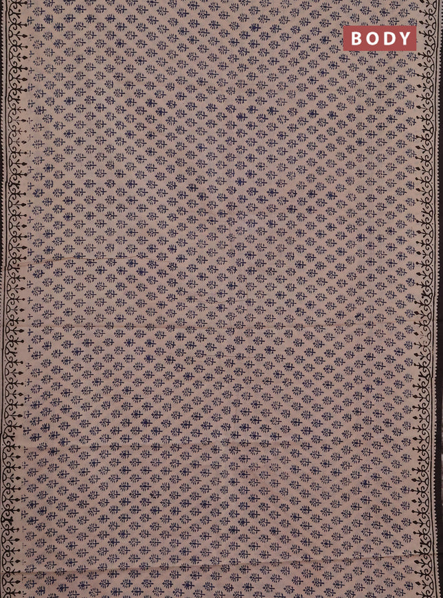 Jaipur cotton saree beige blue and coffee brown with allover butta prints and printed border
