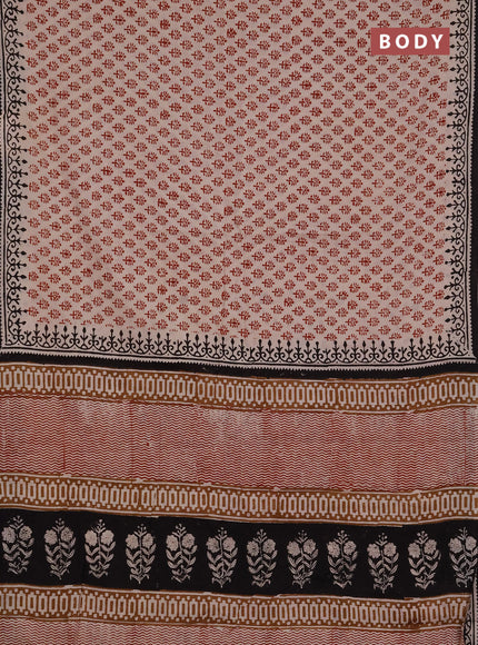 Jaipur cotton saree beige maroon and coffee brown with allover butta prints and printed border