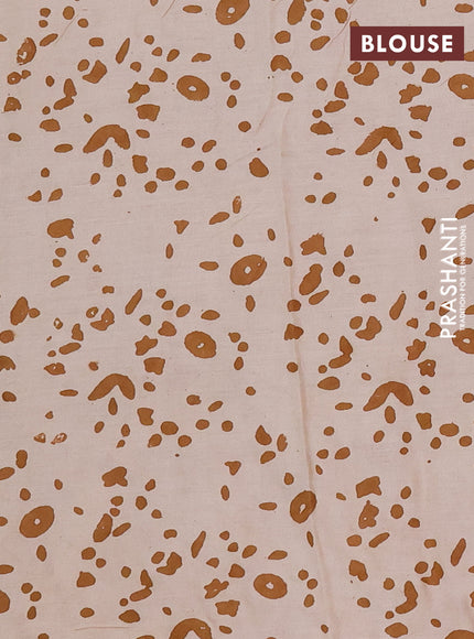 Jaipur cotton saree beige maroon and coffee brown with allover butta prints and printed border