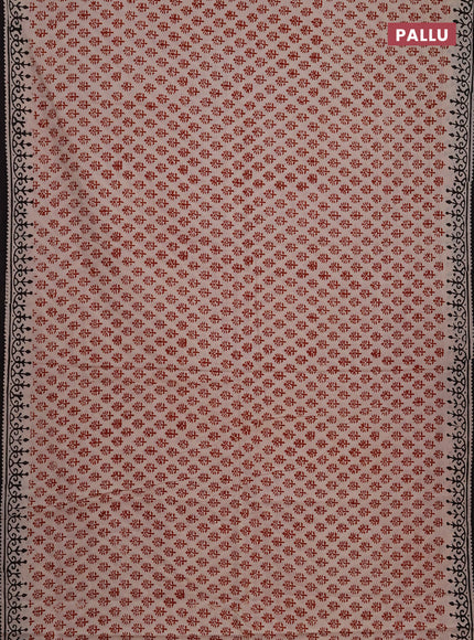 Jaipur cotton saree beige maroon and coffee brown with allover butta prints and printed border