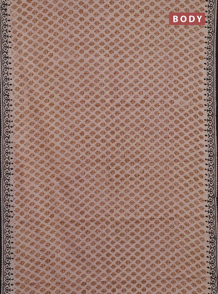 Jaipur cotton saree beige mustard yellow and coffee brown with allover butta prints and printed border