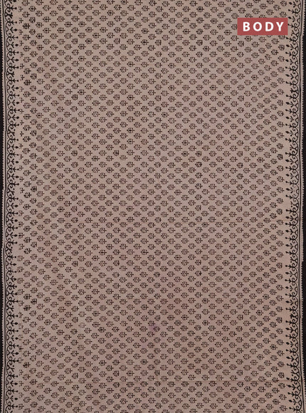 Jaipur cotton saree beige and coffee brown with allover butta prints and printed border