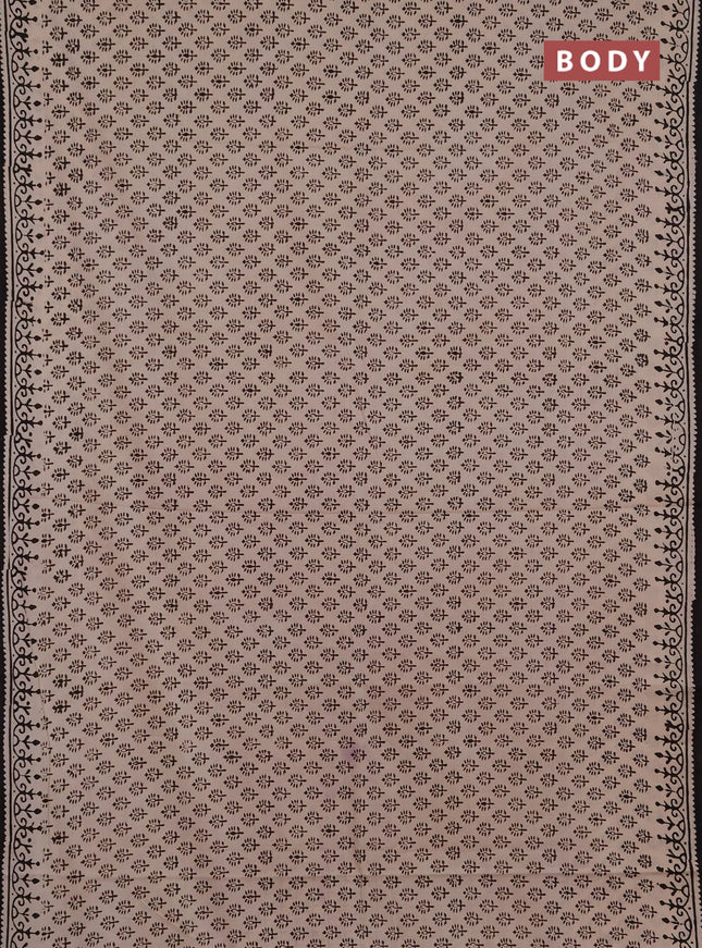 Jaipur cotton saree beige and coffee brown with allover butta prints and printed border