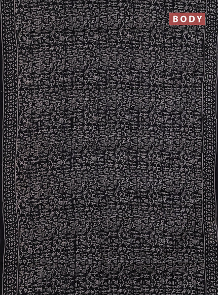 Jaipur cotton saree black with allover warli prints and printed border