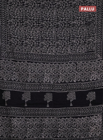 Jaipur cotton saree black with allover warli prints and printed border