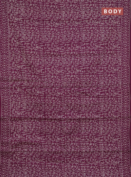 Jaipur cotton saree magenta pink with allover warli prints and printed border