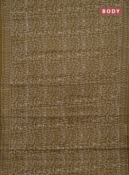 Jaipur cotton saree mehendi green with allover warli prints and printed border