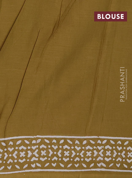 Jaipur cotton saree mehendi green with allover warli prints and printed border