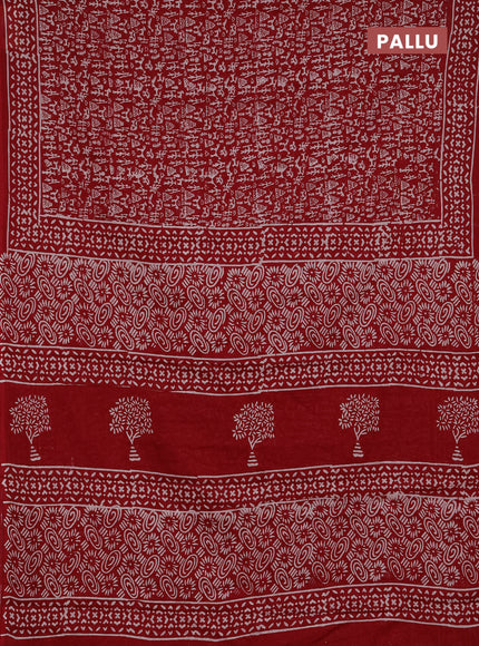 Jaipur cotton saree maroon with allover warli prints and printed border