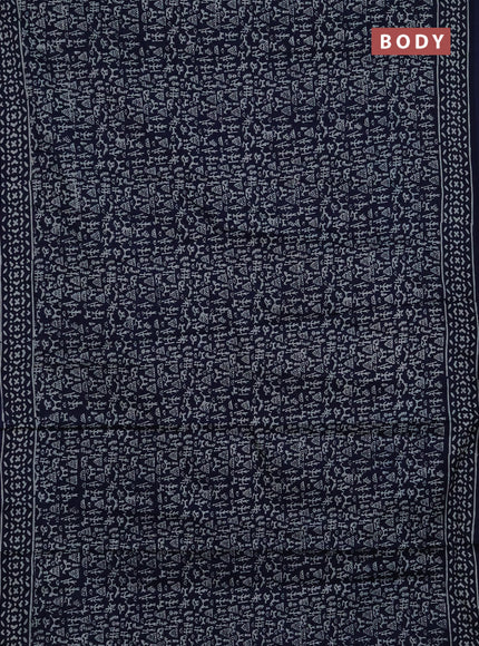 Jaipur cotton saree navy blue with allover warli prints and printed border