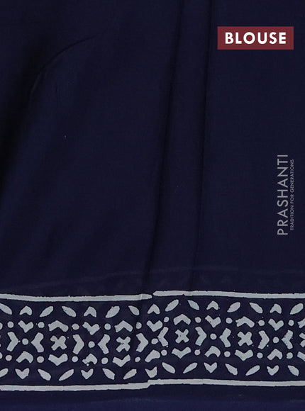 Jaipur cotton saree navy blue with allover warli prints and printed border