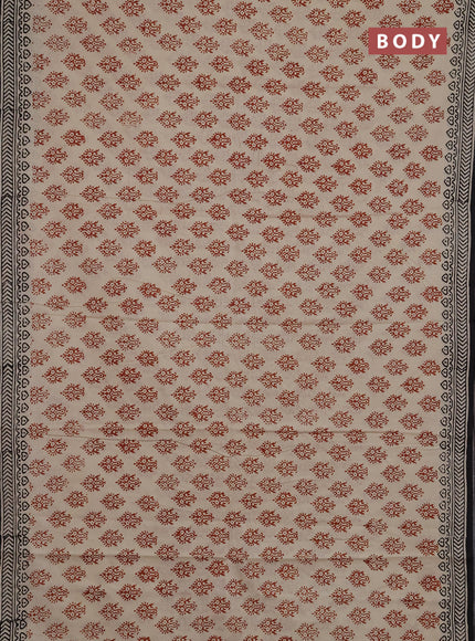 Jaipur cotton saree beige maroon and black with allover butta prints and printed border