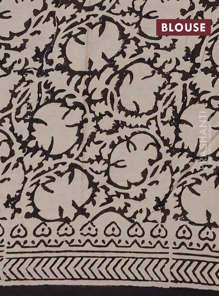 Jaipur cotton saree beige maroon and black with allover butta prints and printed border