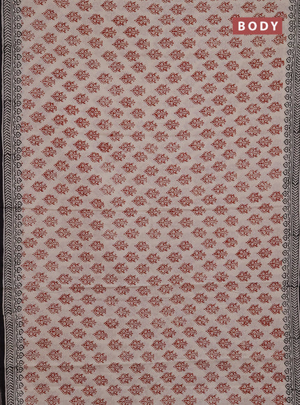 Jaipur cotton saree beige maroon and coffee brown with allover butta prints and printed border