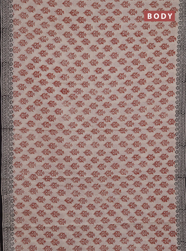 Jaipur cotton saree beige maroon and coffee brown with allover butta prints and printed border