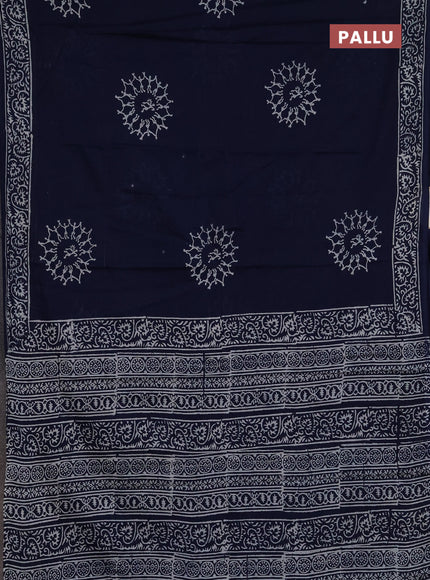 Jaipur cotton saree navy blue with butta prints and printed border