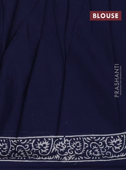 Jaipur cotton saree navy blue with butta prints and printed border