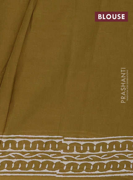 Jaipur cotton saree mehendi green with allover warli prints and printed border