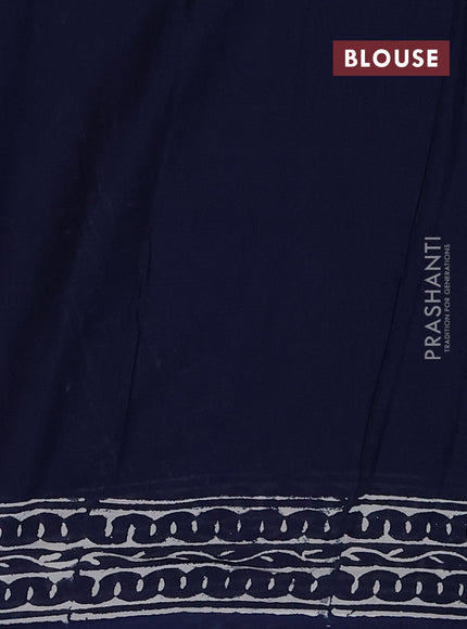 Jaipur cotton saree navy blue with allover warli prints and printed border
