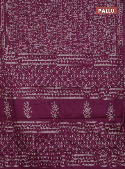 Jaipur cotton saree magenta pink with allover warli prints and printed border