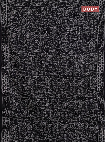 Jaipur cotton saree black with allover warli prints and printed border