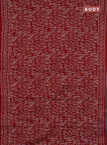 Jaipur cotton saree maroon with allover warli prints and printed border