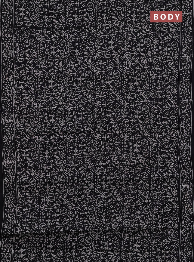 Jaipur cotton saree black with allover warli prints and printed border