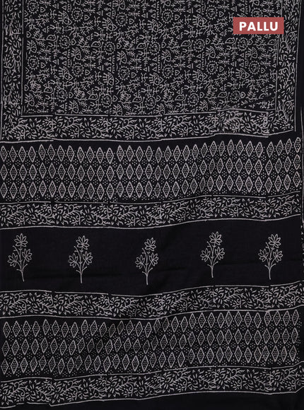 Jaipur cotton saree black with allover warli prints and printed border