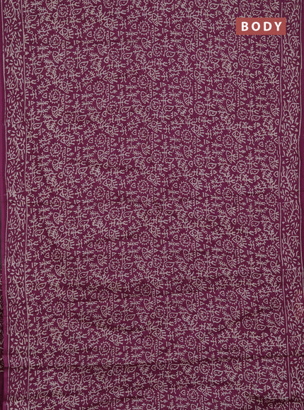 Jaipur cotton saree magenta pink with allover warli prints and printed border