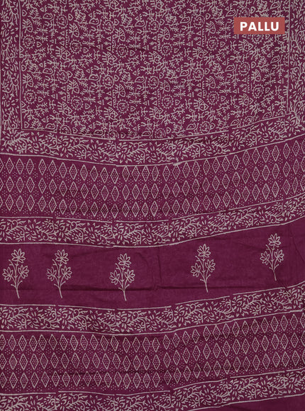 Jaipur cotton saree magenta pink with allover warli prints and printed border