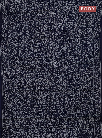 Jaipur cotton saree navy blue with allover warli prints and printed border