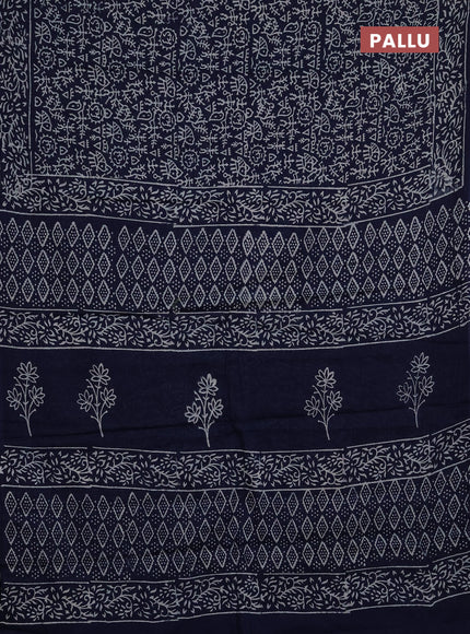 Jaipur cotton saree navy blue with allover warli prints and printed border