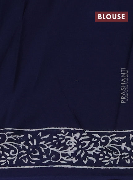 Jaipur cotton saree navy blue with allover warli prints and printed border