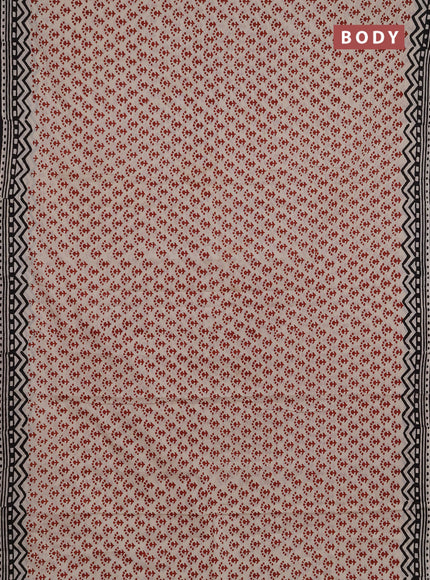 Jaipur cotton saree beige maroon and black with allover butta prints and printed border