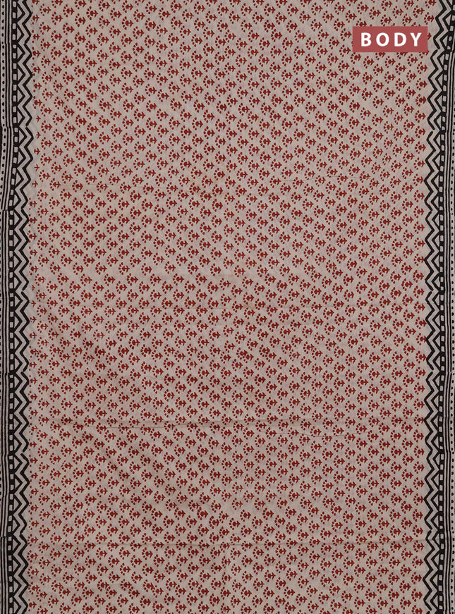 Jaipur cotton saree beige maroon and black with allover butta prints and printed border