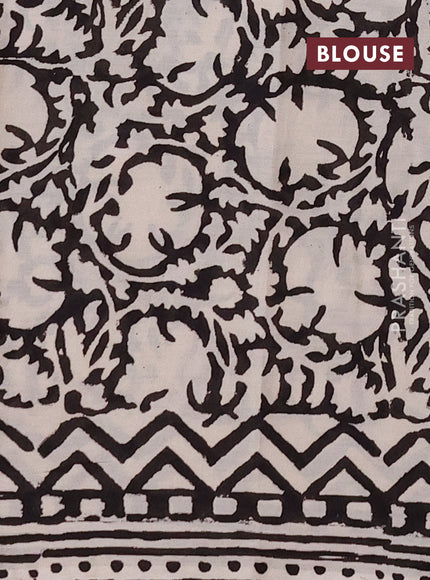 Jaipur cotton saree beige maroon and black with allover butta prints and printed border