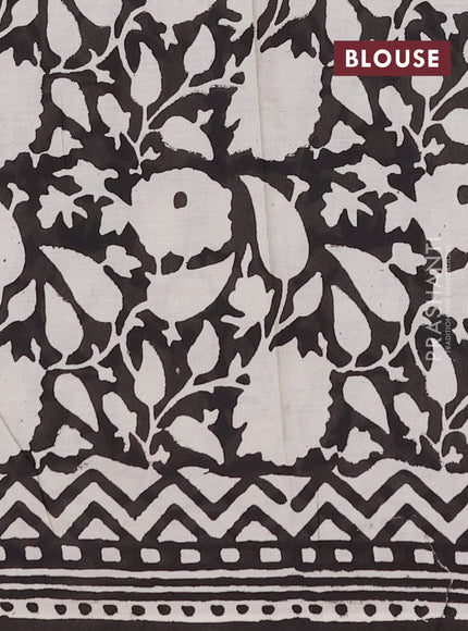 Jaipur cotton saree green and black with allover prints and printed border
