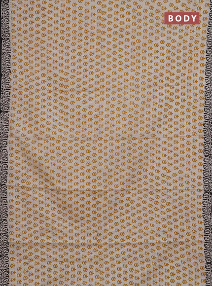 Jaipur cotton saree beige mustard yellow and black with allover butta prints and printed border