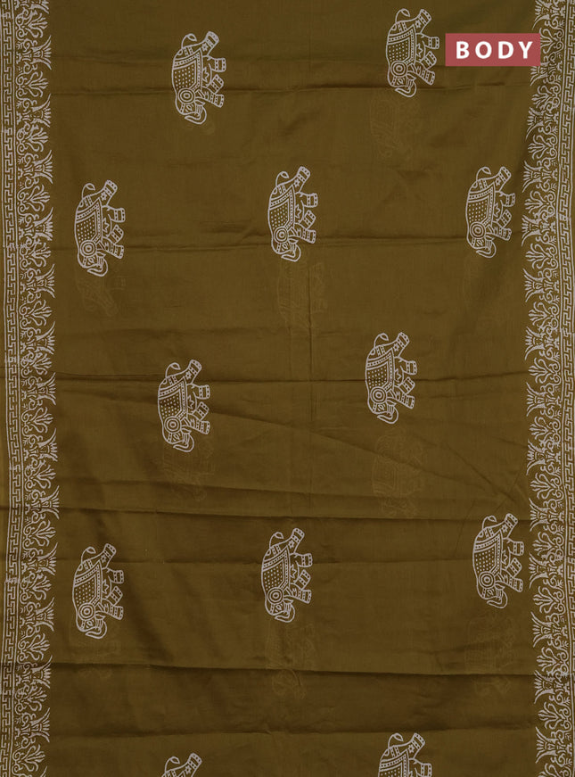 Jaipur cotton saree mehendi green with butta prints and printed border
