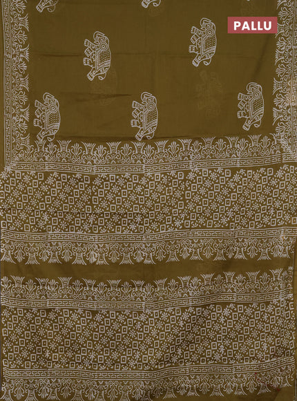 Jaipur cotton saree mehendi green with butta prints and printed border