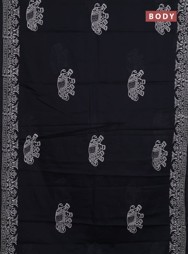 Jaipur cotton saree black with butta prints and printed border