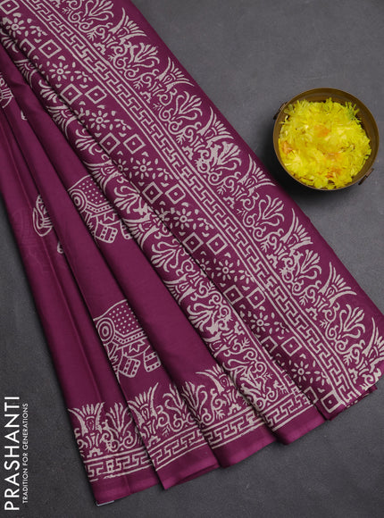 Jaipur cotton saree magenta pink with butta prints and printed border