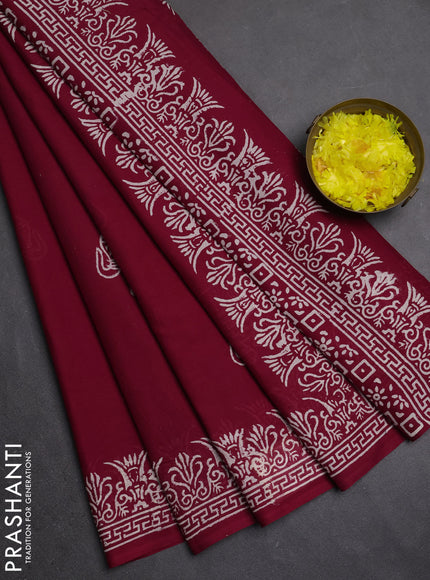 Jaipur cotton saree maroon with butta prints and printed border