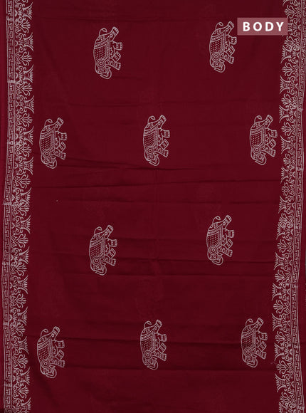 Jaipur cotton saree maroon with butta prints and printed border