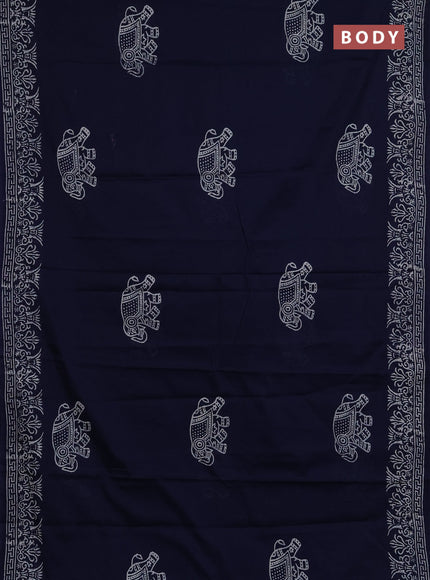 Jaipur cotton saree navy blue with butta prints and printed border