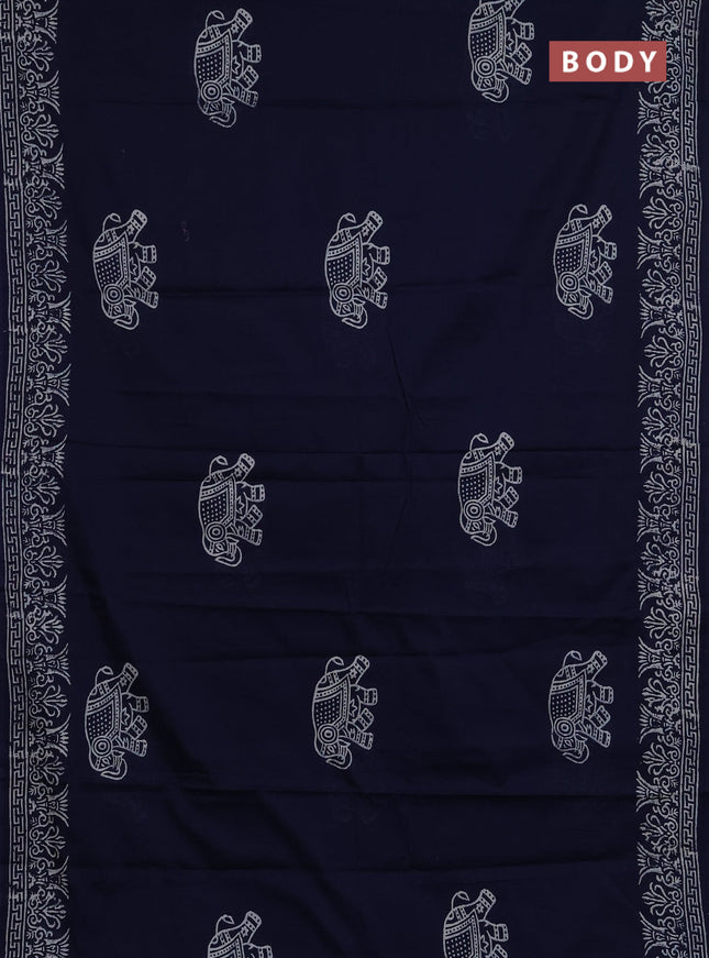 Jaipur cotton saree navy blue with butta prints and printed border