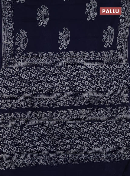 Jaipur cotton saree navy blue with butta prints and printed border