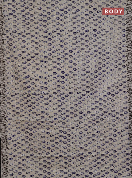 Jaipur cotton saree beige blue and black with allover butta prints and printed border